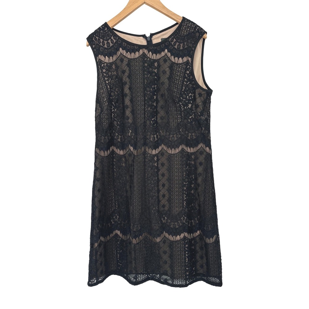 Adrianna Papell Lace Dress 8P Black Sheath Sleeveless Cocktail Party Wedding